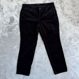 Talbots Women's Velveteen Straight Leg Pant Size 16P Black Velvet Textured
